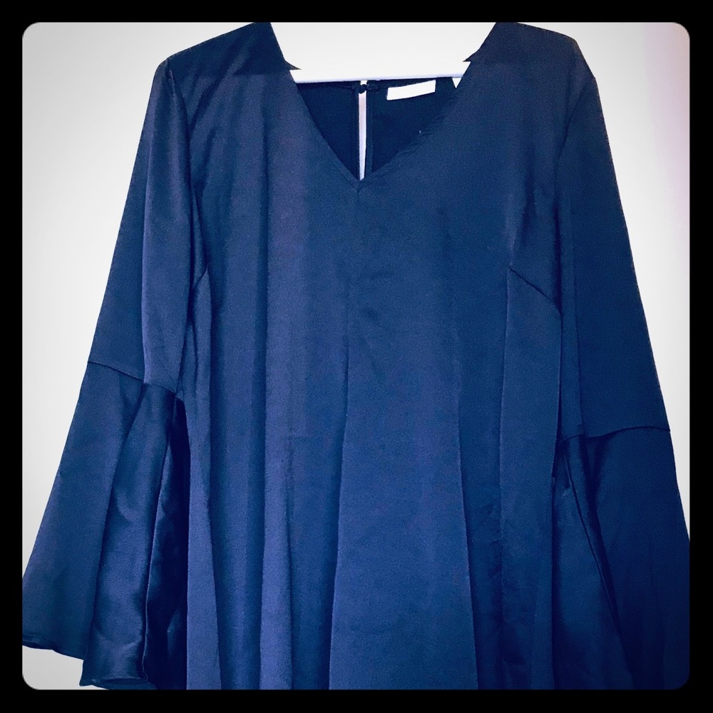 New York & Co Navy Blue Dress w/ Bell Sleeves - M